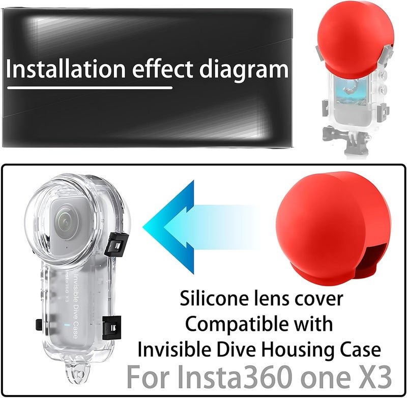 Sruim Lens Guard for Insta360 ONE X3 Invisible Dive Housing Case, Silicone Protective Cover, Lens Protector Case Accessories (Red) - Image 3